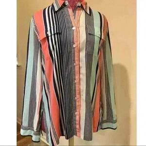 Jones New York Signature Pinstriped Top Sz m